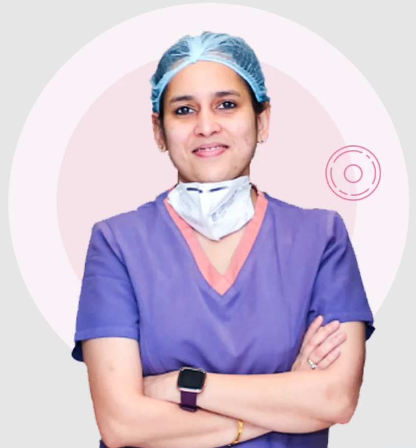 Dr. Prachi Benara in theatre scrubs and cap