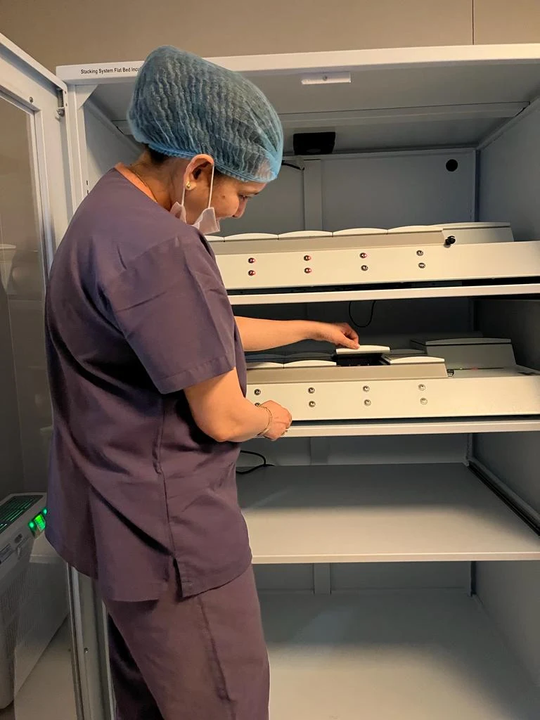 Dr. Prachi Benara working in the IVF laboratory